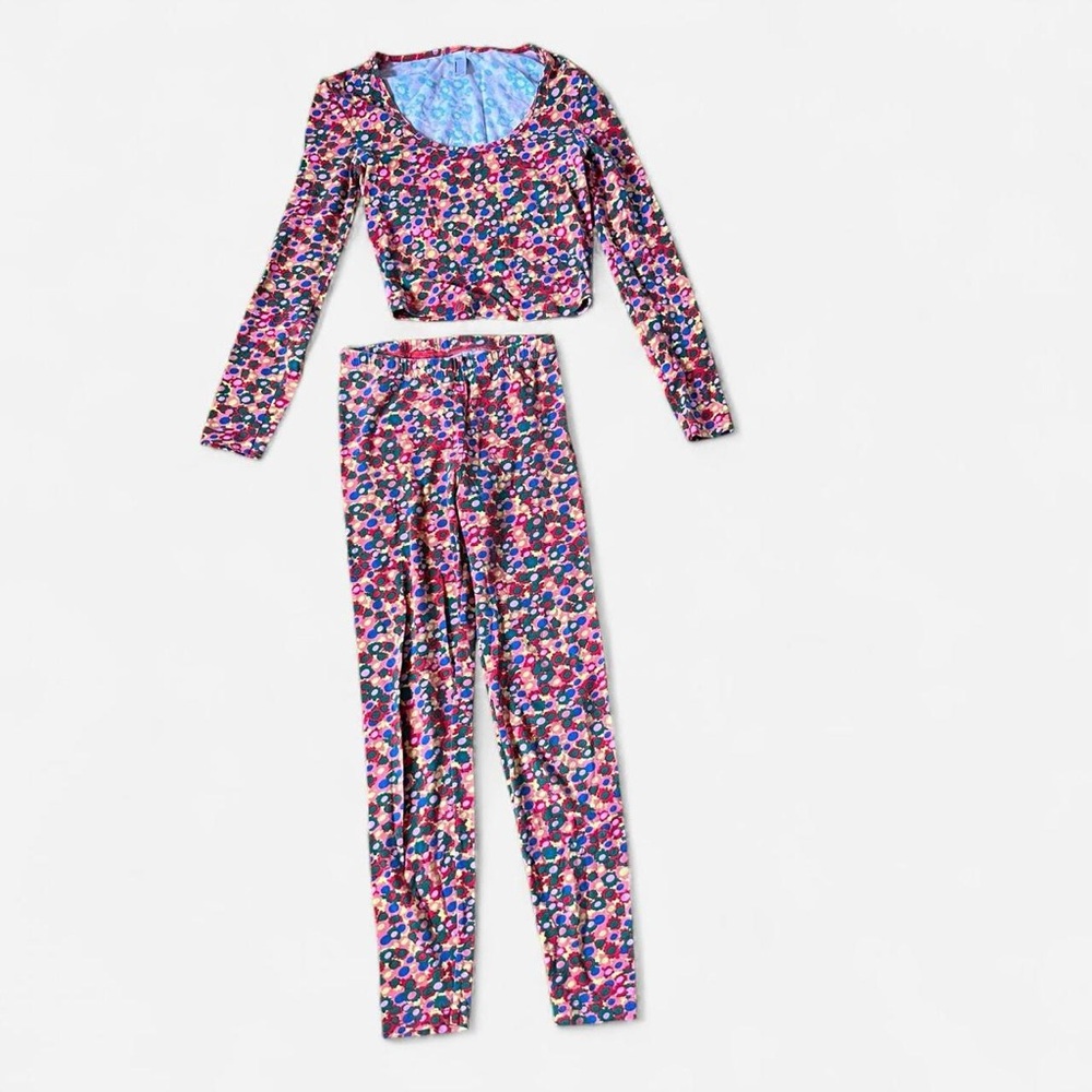 AMERICAN APPAREL • cotton groovy psychedelic crop top legging set XS made in USA